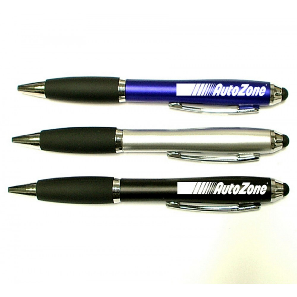 Ballpoint Pen with Soft Touch Stylus (Contoured Grip) Logo Branded Ballpoint Pen with Soft Touch Stylus (Contoured Grip) Logo Branded