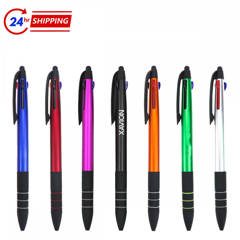 Custom Engraved Non-slip Three-color Ballpoint Pen