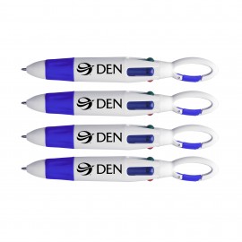 Custom Imprinted 4 Color Pen w/Carabiner