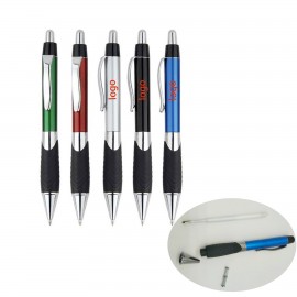 Metallic Gripper Ballpoint Pen With Rubber Sleeve Logo Branded