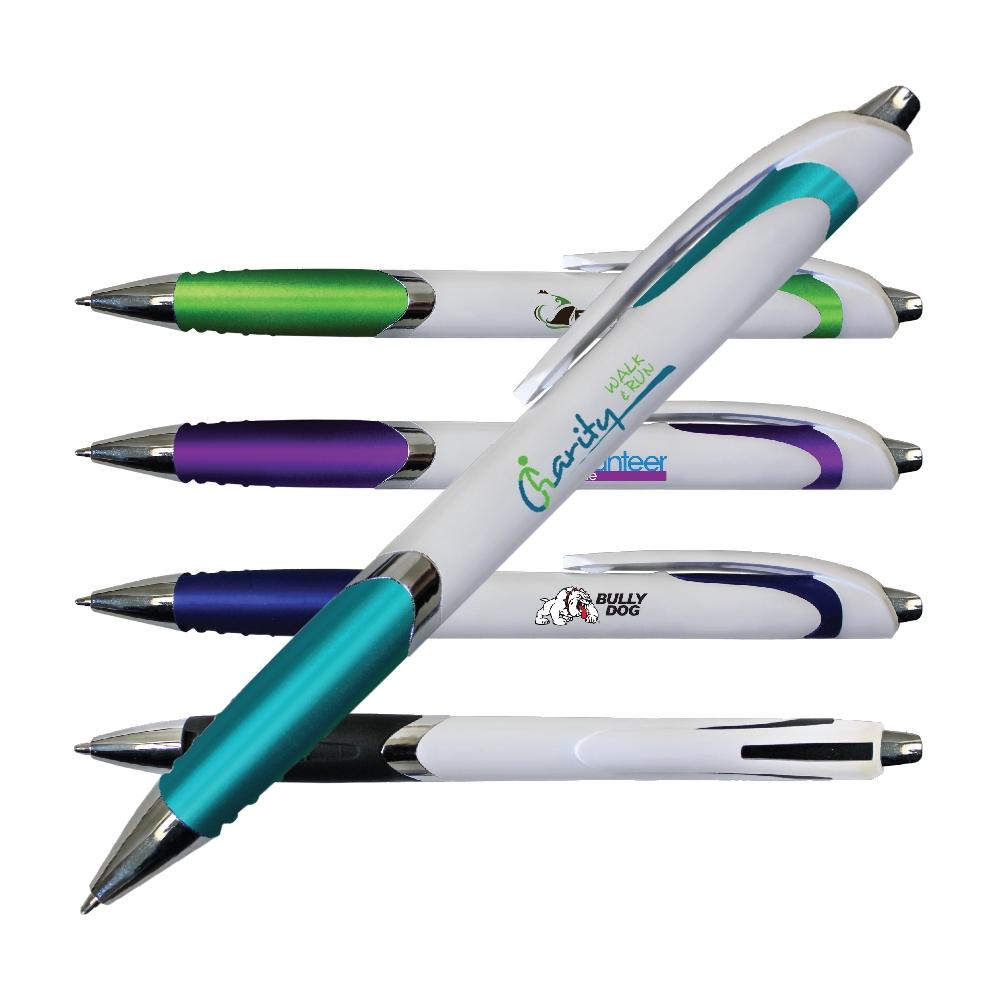 Logo Branded White Crest Grip Pen (Full Color Digital) Logo Branded White Crest Grip Pen (Full Color Digital)