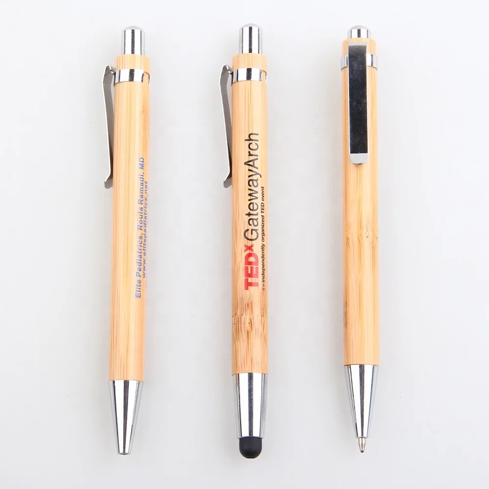 Bamboo Ballpoint Pen w/Stylus Custom Engraved Bamboo Ballpoint Pen w/Stylus Custom Engraved