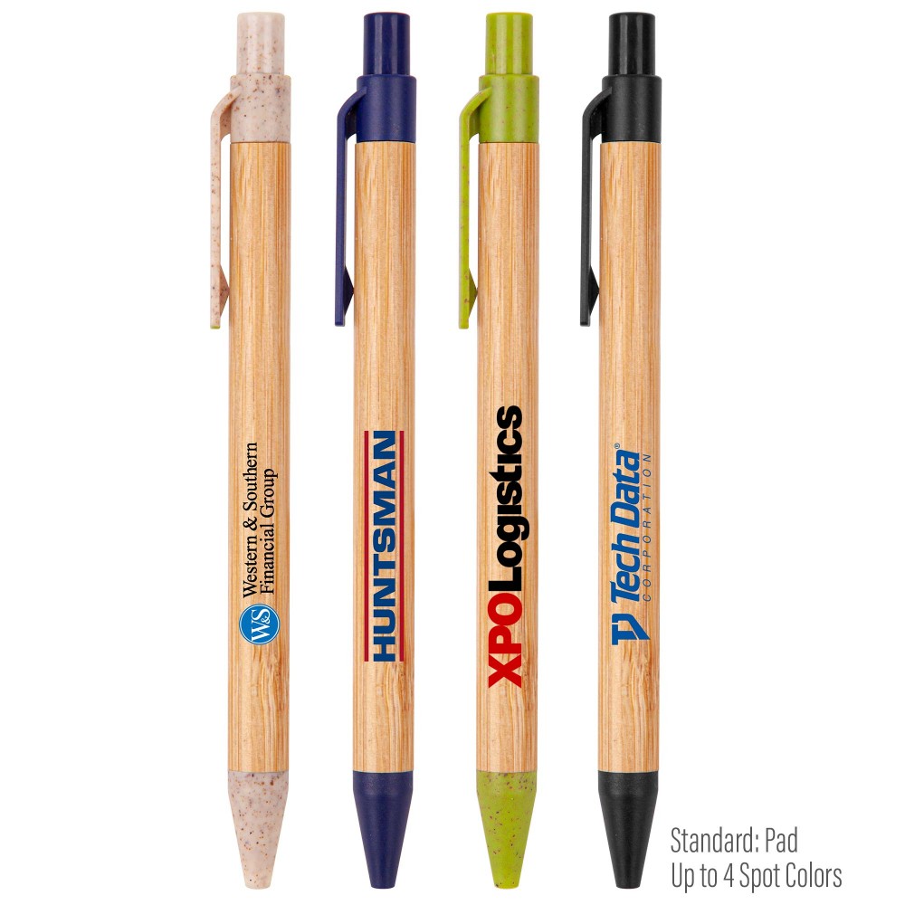 The Albury Bamboo Wheat Straw Click-Action Ballpoint Pen Custom Imprinted The Albury Bamboo Wheat Straw Click-Action Ballpoint Pen Custom Imprinted