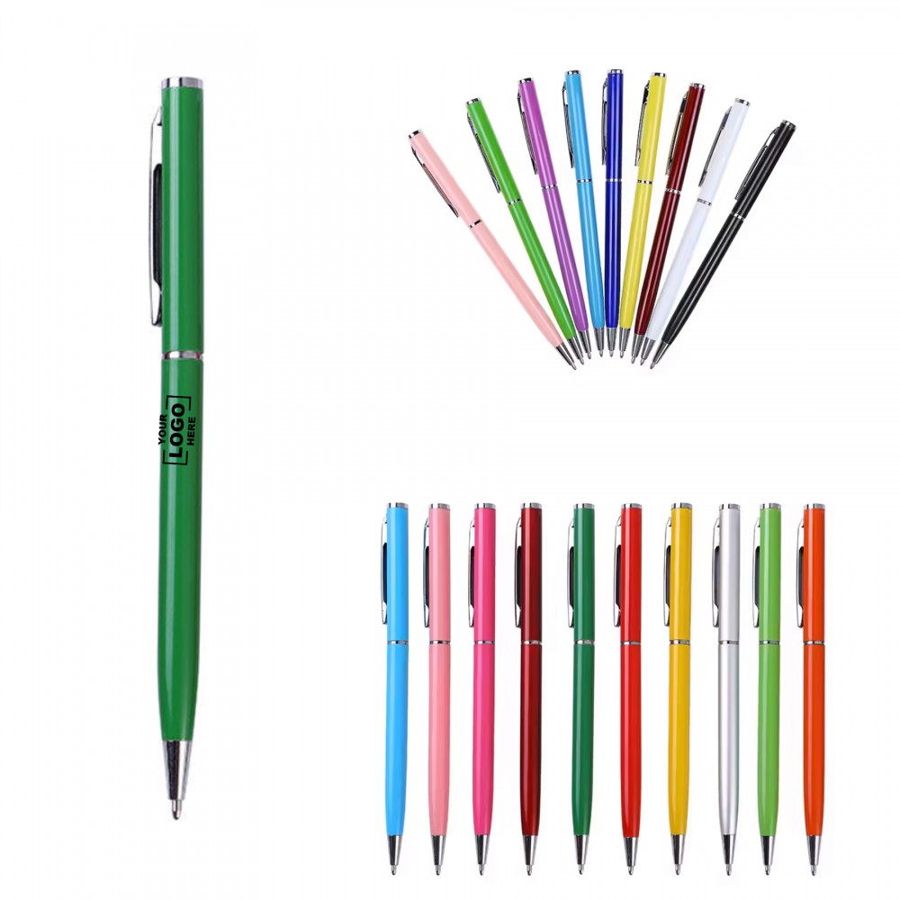 Logo Branded Sleek Flat-Top Metal Ballpoint Pen Logo Branded Sleek Flat-Top Metal Ballpoint Pen