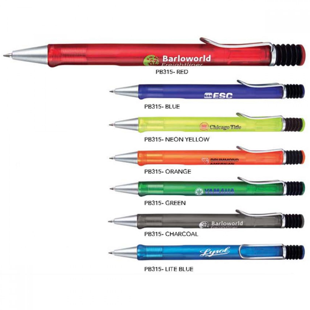 Logo Branded Polymer Collection Ballpoint Push Action Pen w/ Accordion Style Plunger Logo Branded Polymer Collection Ballpoint Push Action Pen w/ Accordion Style Plunger