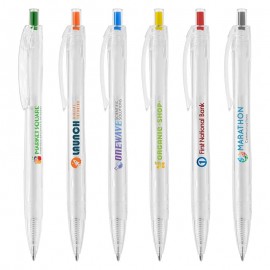 Logo Branded Aqua Clear - Eco Recycled PET Plastic Pen