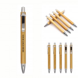 Logo Branded Bamboo Click Action Ballpoint Pen  Logo Branded Bamboo Click Action Ballpoint Pen
