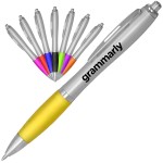Logo Branded Click Satin Gray Finish Plastic Ballpoint Pen