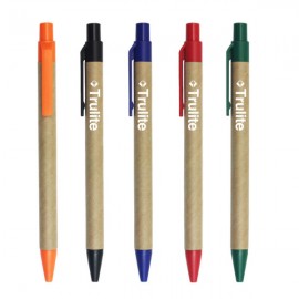 Eco-friendly Kraft Paper Barrel Click Ballpoint Pen Custom Engraved