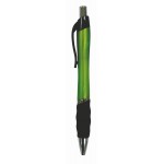 Logo Branded Ball Point Pen, Lime Green - Black Rubber Grip - Pad Printed