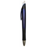 Ball Point Pen, Blue - Black Rubber Grip - Pad Printed Custom Engraved