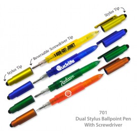 Logo Branded Dual Stylus Ballpoint Pen With Screwdriver Tips
