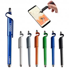 3-in-1 Matte Finish Metallic Signature Pen w/Cell Phone Holder Stand & Stylus Logo Branded