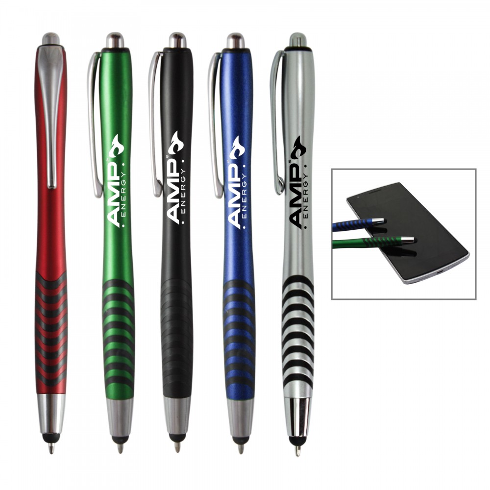 Plastic wavy grip stylus pen Custom Imprinted Plastic wavy grip stylus pen Custom Imprinted