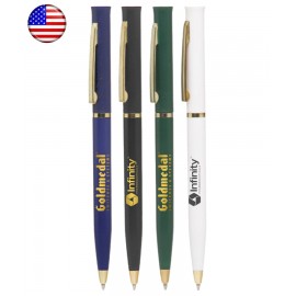 - Deluxe - Twister Ballpoint Pen - Gold Ring Logo Branded