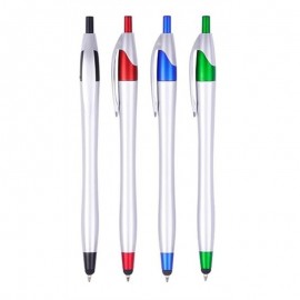 Custom Imprinted Retractable Silver Barrel Stylus Pen