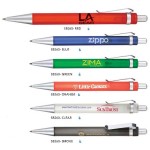 Translucent Polymer Ballpoint Pen w/ Brushed Silver Clip & Trim Custom Engraved