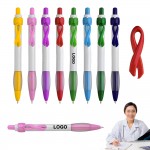 Breast Cancer Awareness Pink Ribbon Click Action Plastic Ballpoint Pen Custom Engraved