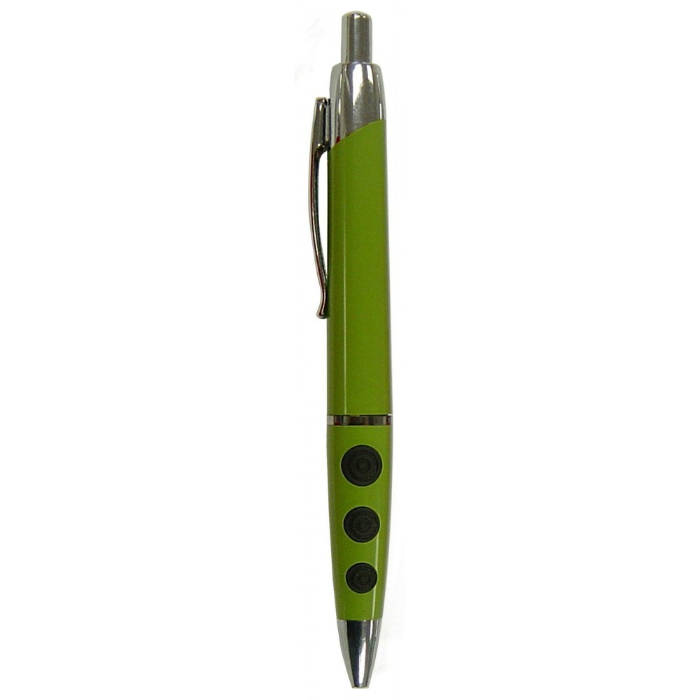 Custom Imprinted Ball Point Pen, Green - Black Rubber Grip Dots - Pad Printed Custom Imprinted Ball Point Pen, Green - Black Rubber Grip Dots - Pad Printed