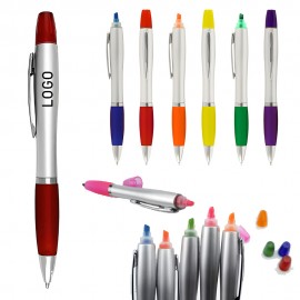 Logo Branded 2-in-1 Custom Twist-Action Ballpoint Pen w/Highlighter & Pocket Clip