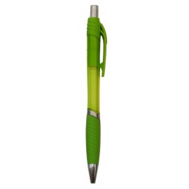 Ball Point Pen, Lime Green - Lime Green Rubber Grip, Pad Printed Custom Imprinted  Ball Point Pen, Lime Green - Lime Green Rubber Grip, Pad Printed Custom Imprinted