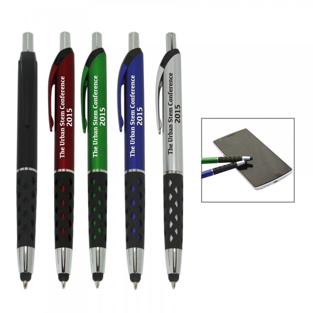 Diamond pattern grip stylus pen Logo Branded Diamond pattern grip stylus pen Logo Branded