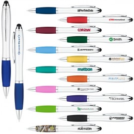 Logo Branded Curvaceous Ballpoint Pen & Stylus