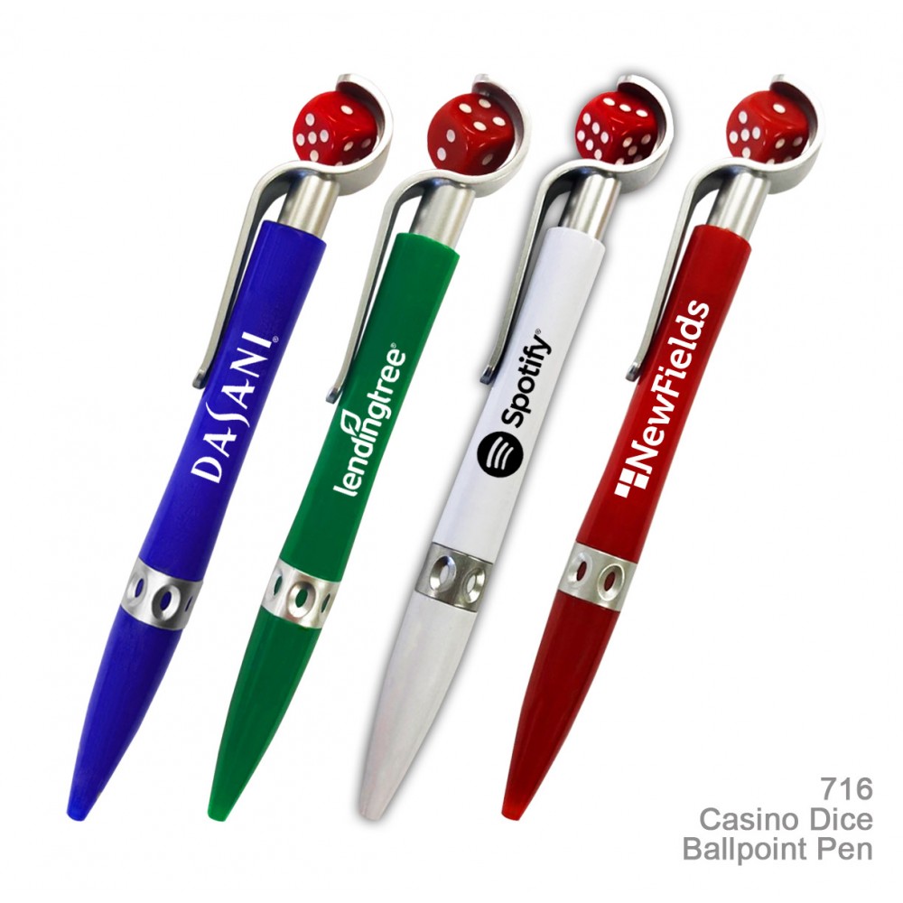 Casino Dice Ballpoint Pen - Casino & Gaming Promotions Custom Engraved