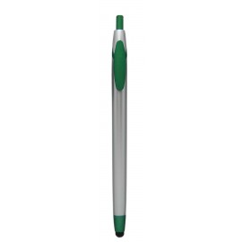 Stylus Click Pen - Silver/Green - Pad Printed Custom Imprinted  Stylus Click Pen - Silver/Green - Pad Printed Custom Imprinted