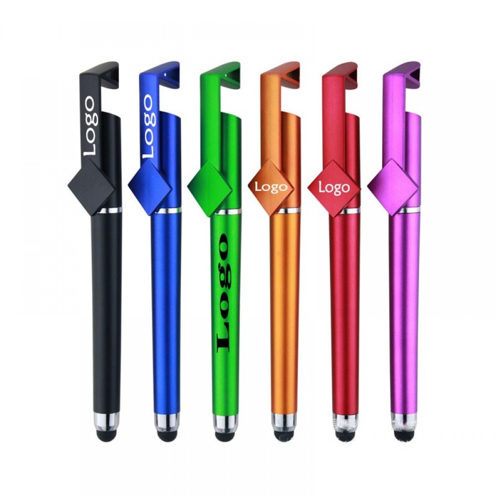 Logo Branded Custom Multifunction Touch Screen Stylus Ballpoint Pen w/Phone Stand Logo Branded Custom Multifunction Touch Screen Stylus Ballpoint Pen w/Phone Stand