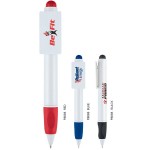 Polymer Collection Plunge Action Ballpoint Pen w/ White Barrel Logo Branded