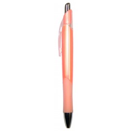 Custom Engraved Ball Point Pen, Orange - Clear Clip & Clear Rubber Grip - Pad Printed