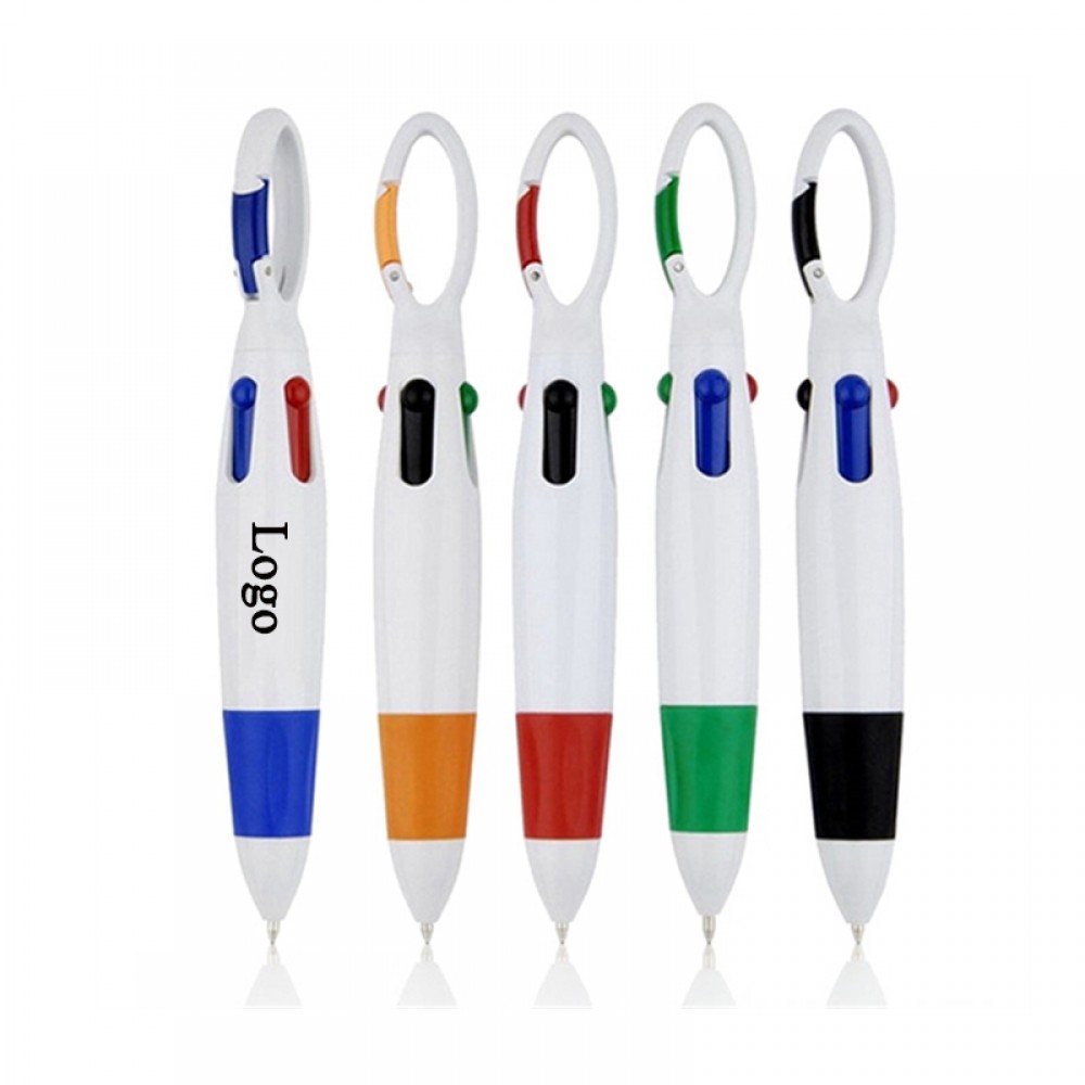 4-in-1 Multi-Color Carabiner Ballpoint Pen Custom Imprinted