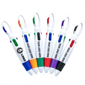 4-in-1 Retractable Shuttle Pen w/ Carabiner Clip Custom Engraved  4-in-1 Retractable Shuttle Pen w/ Carabiner Clip Custom Engraved