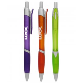 Union Printed - Elect - Frosty Rubber Grip Pen with 1-Color Logo Custom Engraved