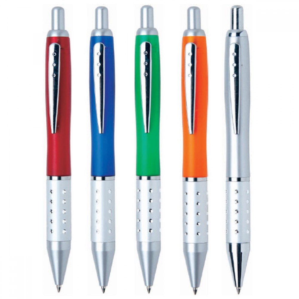 Custom Imprinted Polymer Collection Ballpoint Pen w/Chrome Dot Grip Custom Imprinted Polymer Collection Ballpoint Pen w/Chrome Dot Grip
