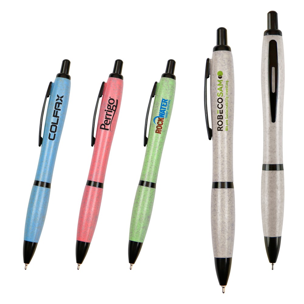 Curvaceous Wheat Straw Hybrid Pen Logo Branded Curvaceous Wheat Straw Hybrid Pen Logo Branded