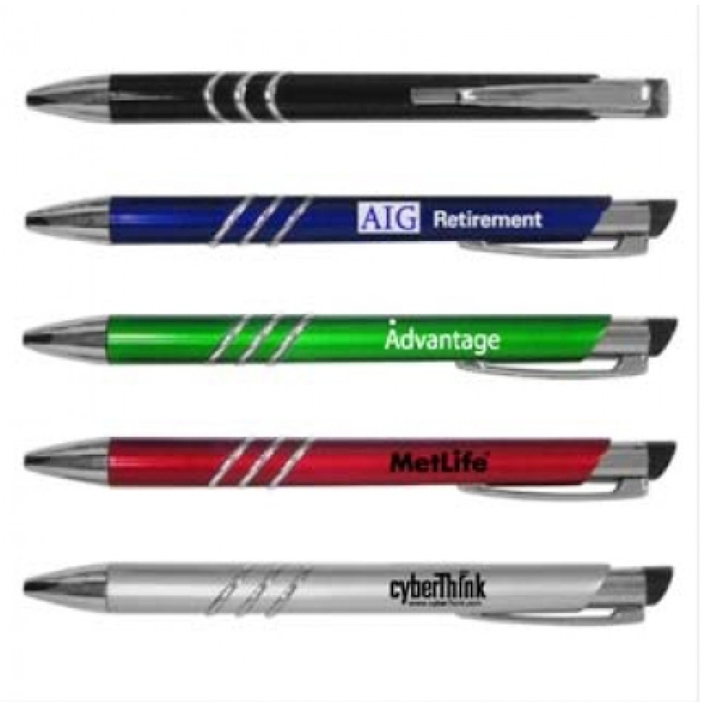 Custom Imprinted Metallic Pen w/ Silver Accents & Clip Custom Imprinted Metallic Pen w/ Silver Accents & Clip