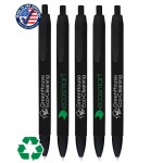 Certified USA Made - All Black Wide Barrels Click Pens made of 100% Recycled Plastic Logo Branded