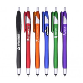 Logo Branded Metallic Colored Barrel Stylus Pen and Screen Cleaner