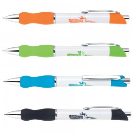 Custom Imprinted Plastic Collection Click Action Ballpoint Pen w/ White Body