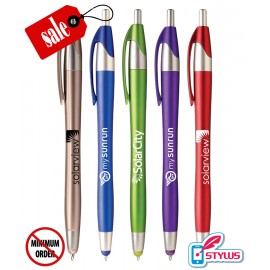 Logo Branded Closeout Spring Colored "Elegant" Stylus Click Pen - No Minimum