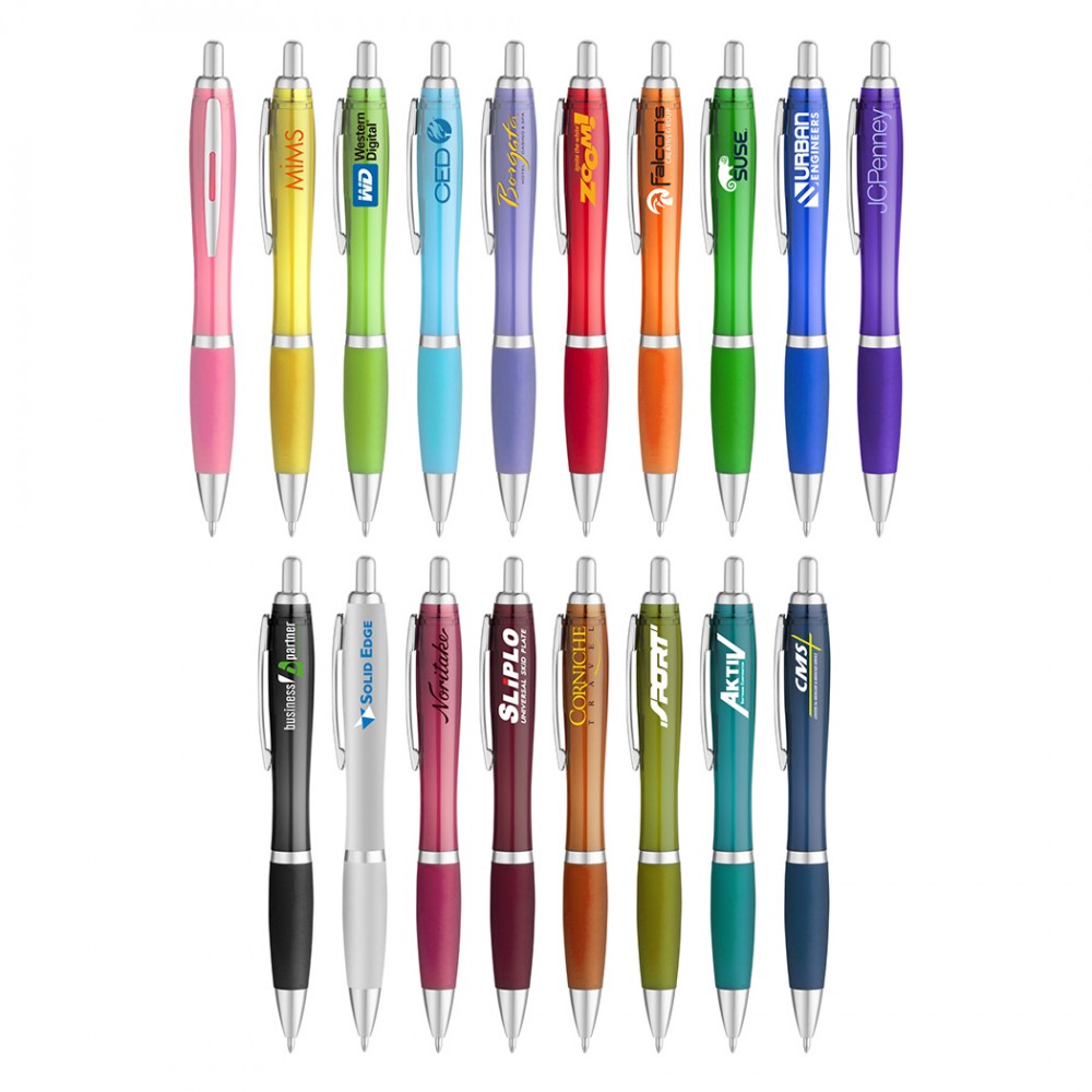 Translucent Curvy Ballpoint Pen Logo Branded Translucent Curvy Ballpoint Pen Logo Branded