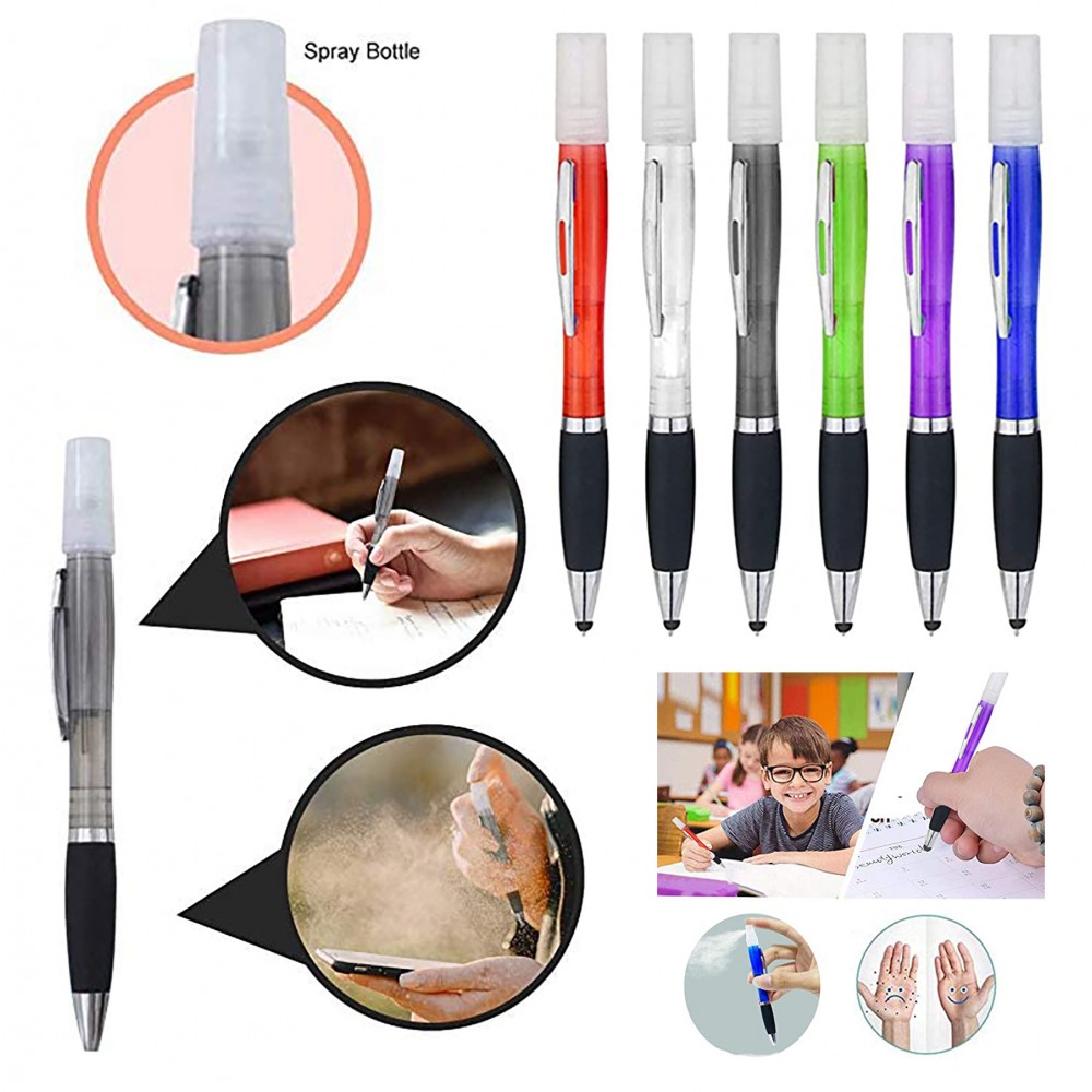 2-In-1 Ballpoint Pen With Mist Spray Bottle For Hand Sanitizer Custom Imprinted