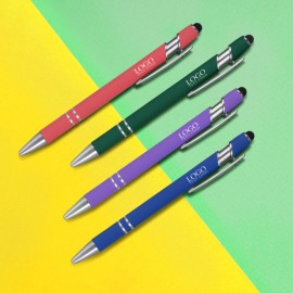 Custom Rubber Coated Stylus Ballpoint Pen Custom Engraved