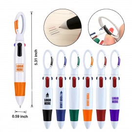 Custom Engraved 4 Color Ballpoint Pen With Carabiner Clip