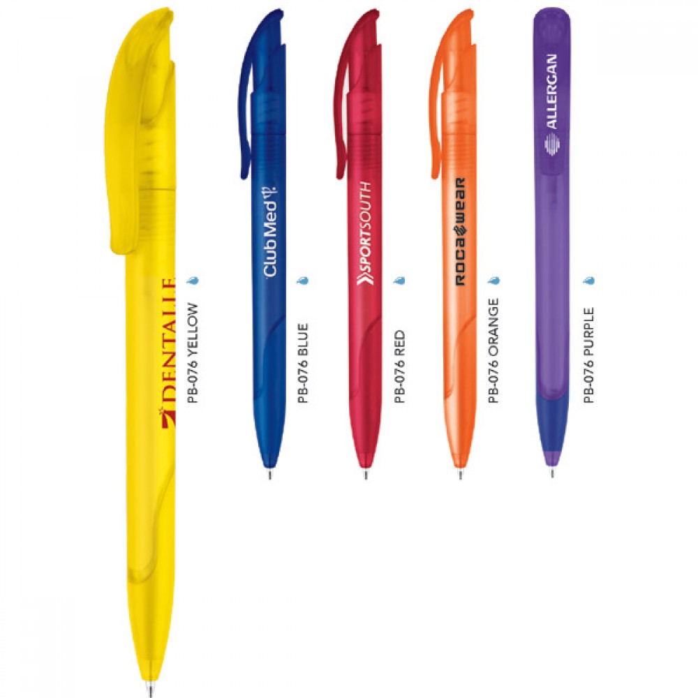 Logo Branded Polymer Vibrant Color Ballpoint Pen w/ Click Action Logo Branded Polymer Vibrant Color Ballpoint Pen w/ Click Action