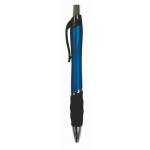 Ball Point Pen, Blue - Black Rubber Grip - Pad Printed Custom Imprinted