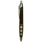 Ball Point Pen, Black/White Dots - Black Rubber Grip - Pad Printed Logo Branded
