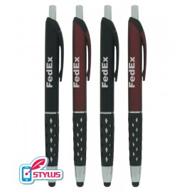 Custom Engraved Colored - Window-Grip - Stylus Click Pen with Silver Trim